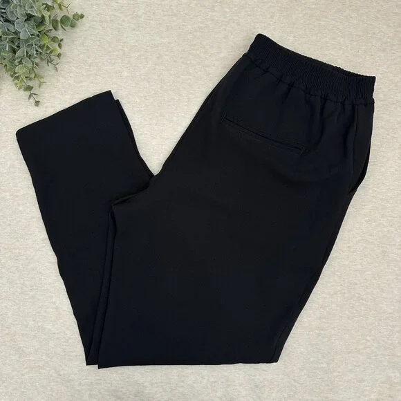 Anthropologie Women's Black Polyester Elastic Waist Ankle Pants Size S - Picture 11 of 12
